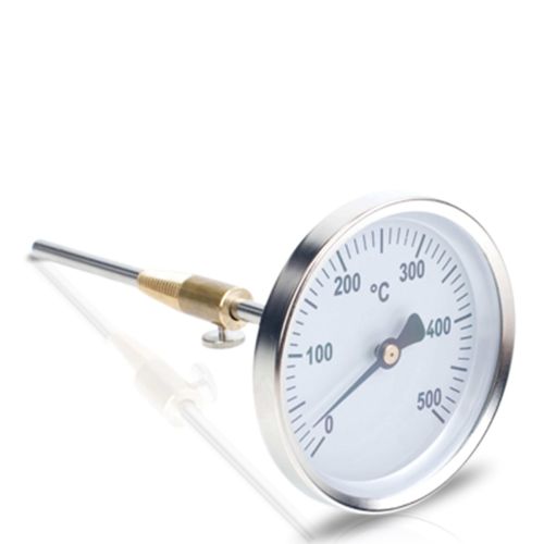 Bimetall-Rauchgasthermometer bis 500°C mit verstellbarem Konus